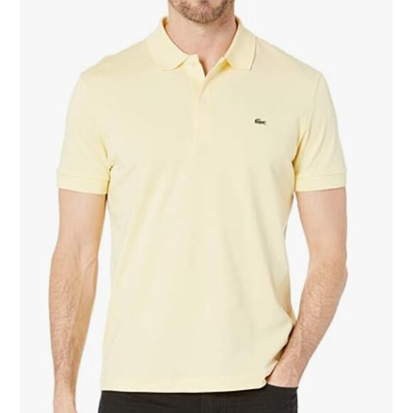 Lacoste Men's Pima Jersey Interlock Regular Fit Polo Napolitan Yellow XL - Picture 1 of 3